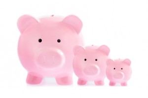 Three pink piggy banks